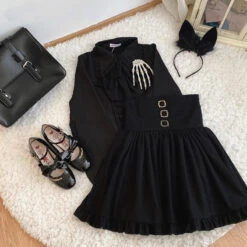 Apparel Brown Black Lolita Kawaii Gothic Elegant Long Women Skirt -Kawaii Store kawaiies plushies plush softtoy brown black lolita kawaii gothic elegant long women skirt apparel 944944