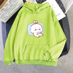 Apparel Bubu The Chilling Bunny Unisex Hoodie -Kawaii Store kawaiies plushies plush softtoy bubu the chilling bunny unisex hoodie apparel lime xs 283462