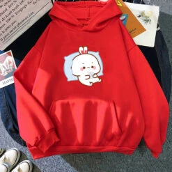 Apparel Bubu The Chilling Bunny Unisex Hoodie -Kawaii Store kawaiies plushies plush softtoy bubu the chilling bunny unisex hoodie apparel red xs 906875