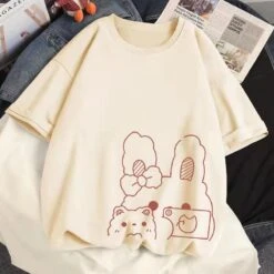 Apparel Bunny Bestie Selfie Cotton Women's Tee -Kawaii Store kawaiies plushies plush softtoy bunny bestie selfie cotton womens tee new tops cream s 155760