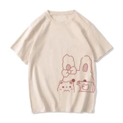Apparel Bunny Bestie Selfie Cotton Women's Tee -Kawaii Store kawaiies plushies plush softtoy bunny bestie selfie cotton womens tee tops cream xs 745049