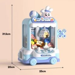 Bunny Ice Cream Blue Pink Cart Mini Claw Machine -Kawaii Store kawaiies plushies plush softtoy bunny ice cream blue pink cart mini claw machine toys 814454