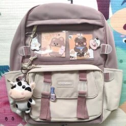 Apparel Canvas Kekemi Bear Friends Backpack -Kawaii Store kawaiies plushies plush softtoy canvas kekemi bear friends backpack with cow keychain new bags 125490