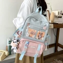 Apparel Canvas Kekemi Bear Friends Backpack -Kawaii Store kawaiies plushies plush softtoy canvas kekemi bear friends backpack with cow keychain new bags 181408