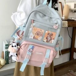 Apparel Canvas Kekemi Bear Friends Backpack -Kawaii Store kawaiies plushies plush softtoy canvas kekemi bear friends backpack with cow keychain new bags 240824
