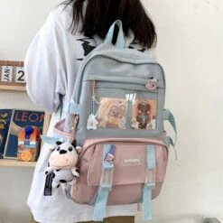 Apparel Canvas Kekemi Bear Friends Backpack -Kawaii Store kawaiies plushies plush softtoy canvas kekemi bear friends backpack with cow keychain new bags 337192