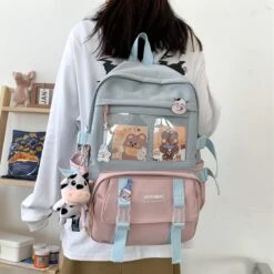 Apparel Canvas Kekemi Bear Friends Backpack -Kawaii Store kawaiies plushies plush softtoy canvas kekemi bear friends backpack with cow keychain new bags 519974