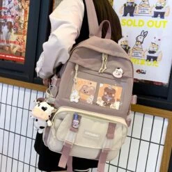 Apparel Canvas Kekemi Bear Friends Backpack -Kawaii Store kawaiies plushies plush softtoy canvas kekemi bear friends backpack with cow keychain new bags 745965