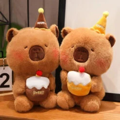 Capybara & Bear Happy Birthday Cake Plushies