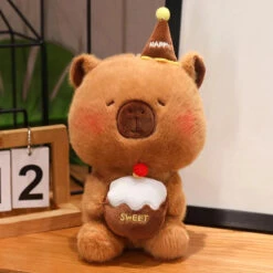 Capybara & Bear Happy Birthday Cake Plushies -Kawaii Store kawaiies plushies plush softtoy capybara bear happy birthday cake plushies soft toy capybara brown 294573