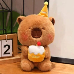 Capybara & Bear Happy Birthday Cake Plushies -Kawaii Store kawaiies plushies plush softtoy capybara bear happy birthday cake plushies soft toy capybara yellow 490521