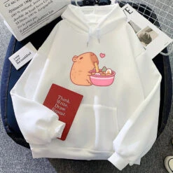 Apparel Capybara Eating Ramen Unisex Hoodie -Kawaii Store kawaiies plushies plush softtoy capybara eating ramen unisex hoodie apparel white xxl 577815