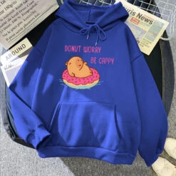 Apparel Capybara Floating Donut Don't Worry Be Cappy Unisex Hoodies -Kawaii Store kawaiies plushies plush softtoy capybara floating donut dont worry be cappy unisex hoodies apparel blue xs 719410