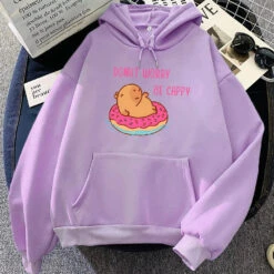 Apparel Capybara Floating Donut Don't Worry Be Cappy Unisex Hoodies -Kawaii Store kawaiies plushies plush softtoy capybara floating donut dont worry be cappy unisex hoodies apparel purple xs 453300