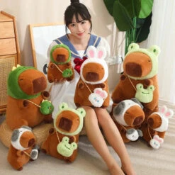 Capybara Frog Besties Costume Plush -Kawaii Store kawaiies plushies plush softtoy capybara frog besties costume plush soft toy 417799