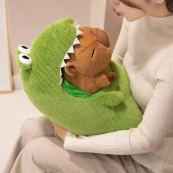Capybara Green Dinosaur Outfit Plushie -Kawaii Store kawaiies plushies plush softtoy capybara green dinosaur outfit plushie soft toy 302961