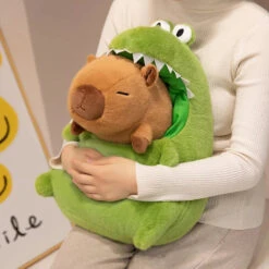 Capybara Green Dinosaur Outfit Plushie -Kawaii Store kawaiies plushies plush softtoy capybara green dinosaur outfit plushie soft toy 500988