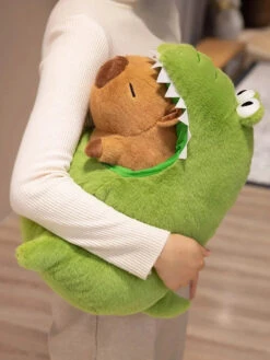 Capybara Green Dinosaur Outfit Plushie -Kawaii Store kawaiies plushies plush softtoy capybara green dinosaur outfit plushie soft toy 693385