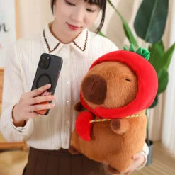 Capybara With Vegetable Hats Plushie -Kawaii Store kawaiies plushies plush softtoy capybara with vegetable hats plushie soft toy 214981