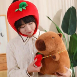 Capybara With Vegetable Hats Plushie -Kawaii Store kawaiies plushies plush softtoy capybara with vegetable hats plushie soft toy 403085