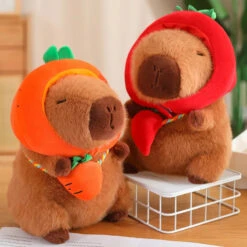 Capybara With Vegetable Hats Plushie -Kawaii Store kawaiies plushies plush softtoy capybara with vegetable hats plushie soft toy 531590