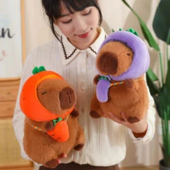 Capybara With Vegetable Hats Plushie -Kawaii Store kawaiies plushies plush softtoy capybara with vegetable hats plushie soft toy 706638