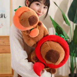Capybara With Vegetable Hats Plushie -Kawaii Store kawaiies plushies plush softtoy capybara with vegetable hats plushie soft toy 930816