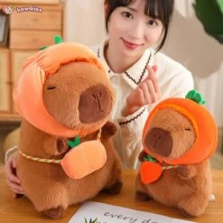 Capybara With Vegetable Hats Plushie -Kawaii Store kawaiies plushies plush softtoy capybara with vegetable hats plushie soft toy 963624