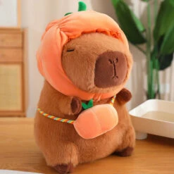 Capybara With Vegetable Hats Plushie -Kawaii Store kawaiies plushies plush softtoy capybara with vegetable hats plushie soft toy pumpkin 28cm 797459