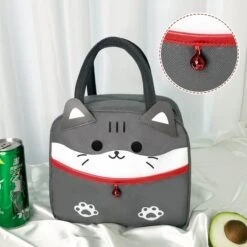 Cartoon Animal Cat Dog Duck Lunch Bag -Kawaii Store kawaiies plushies plush softtoy cartoon animal cat dog duck lunch bag new bag cat gray 531126