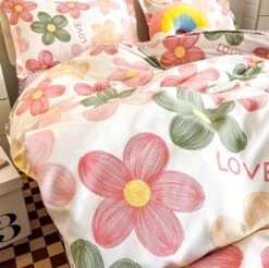 Cartoon Floral Pink Purple Green Bedding Set Collection 21 Cartoon Floral Pink Purple Green Bedding Set Collection -Kawaii Store kawaiies plushies plush softtoy cartoon floral pink purple green bedding set collection home decor 400966