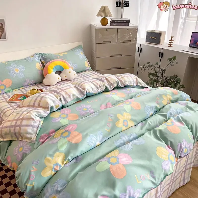 Cartoon Floral Pink Purple Green Bedding Set Collection 17 Cartoon Floral Pink Purple Green Bedding Set Collection - Image 15