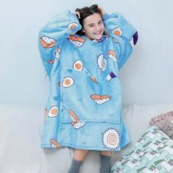 Apparel Cartoon Japanese Sushi Oversized Thick Blanket Hoodie -Kawaii Store kawaiies plushies plush softtoy cartoon japanese sushi oversized thick blanket hoodie apparel 258001