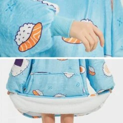 Apparel Cartoon Japanese Sushi Oversized Thick Blanket Hoodie -Kawaii Store kawaiies plushies plush softtoy cartoon japanese sushi oversized thick blanket hoodie apparel 967840