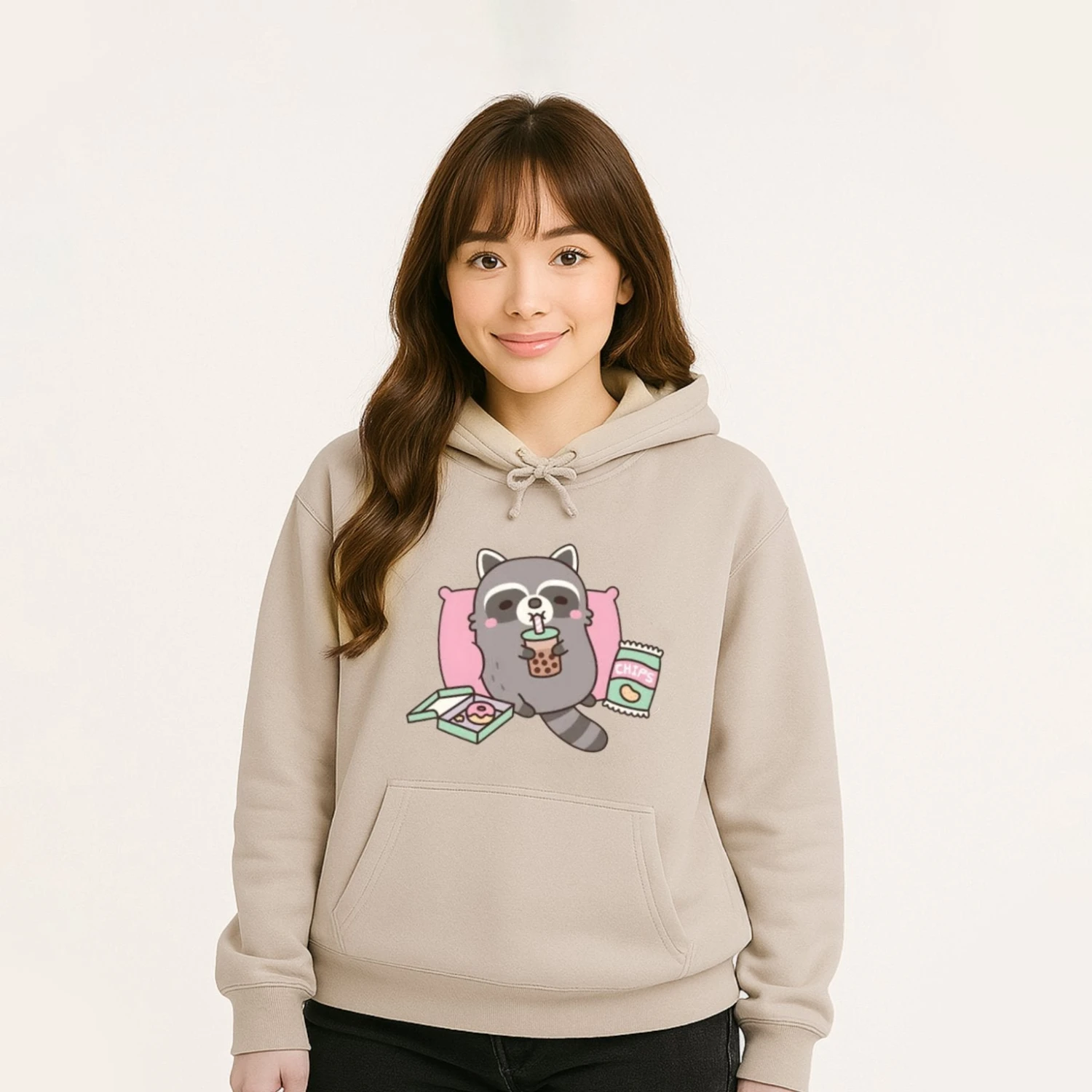 Apparel Cartoon Raccoon Bubble Tea Unisex Hoodie 3 Apparel Cartoon Raccoon Bubble Tea Unisex Hoodie