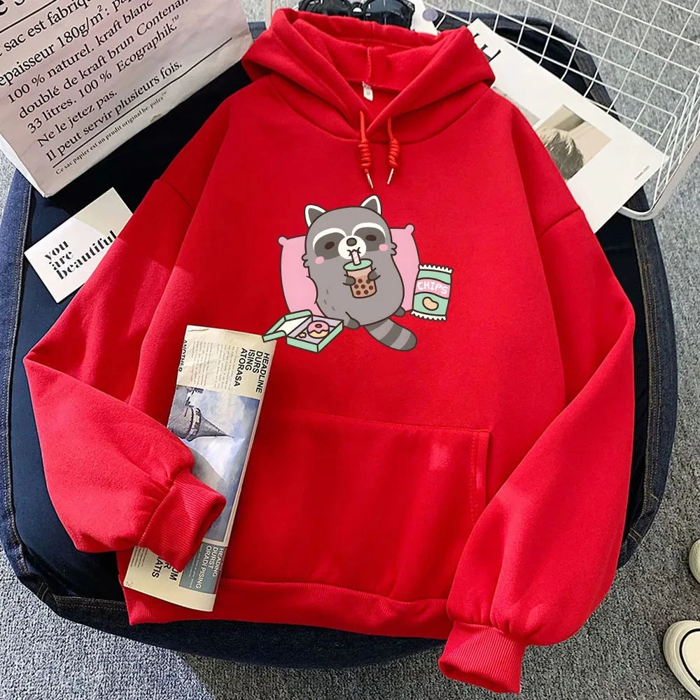 Apparel Cartoon Raccoon Bubble Tea Unisex Hoodie 11 Apparel Cartoon Raccoon Bubble Tea Unisex Hoodie - Image 9