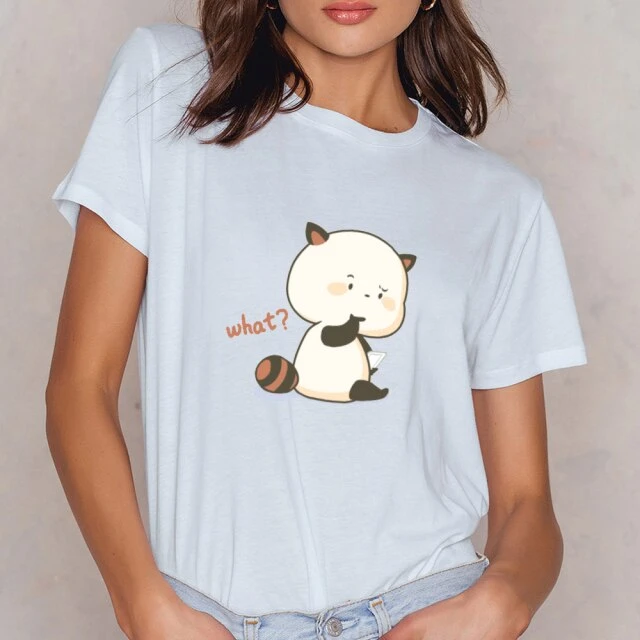 Apparel Cartoon Red Panda Collection 1 Women's Part Cotton Tee 4 Apparel Cartoon Red Panda Collection 1 Women's Part Cotton Tee - Image 2