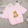 Apparel Cartoon Shiba Inu Drinking Bubble Tea Women's Part Cotton Tee -Kawaii Store kawaiies plushies plush softtoy cartoon shiba inu drinking bubble tea womens part cotton tee tops baby pink xxxl 510626