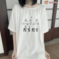 Apparel Cat Symbol Japanese Text White Women's Tee -Kawaii Store kawaiies plushies plush softtoy cat symbol japanese text white womens tee apparel 889767