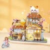 Cat Taiyaki Flower Cafes Foldable Micro Building Set Collection -Kawaii Store kawaiies plushies plush softtoy cat taiyaki flower cafes foldable micro building set collection build it cat cafe no box 609855