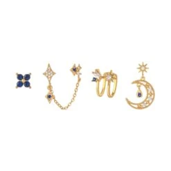 Celestial Moon & Star 18k Gold-plating Earrings (4pc Set) 13 Celestial Moon & Star 18k Gold-plating Earrings (4pc Set) -Kawaii Store kawaiies plushies plush softtoy celestial moon star 18k gold plating earrings 4pc set jewelry 257103