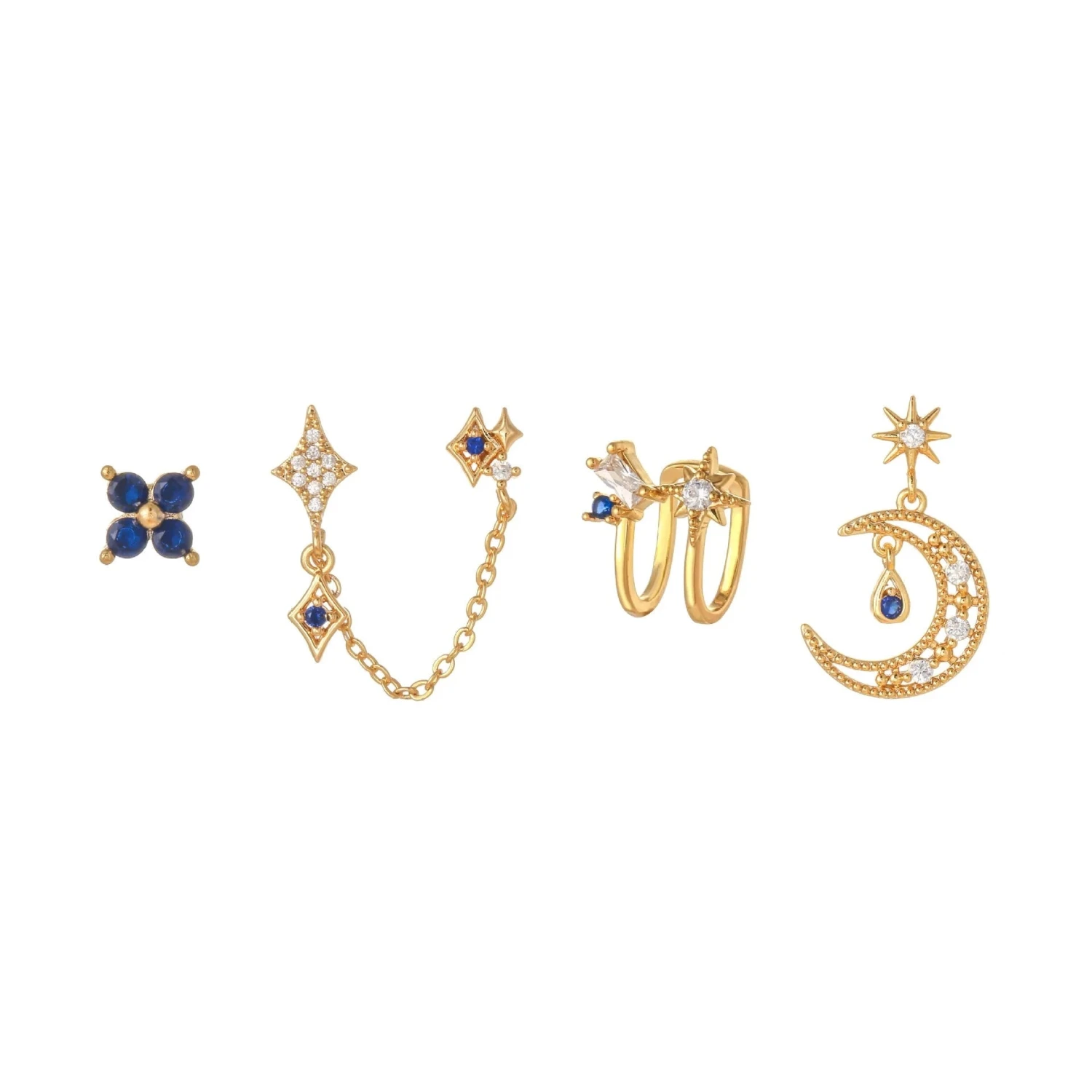 Celestial Moon & Star 18k Gold-plating Earrings (4pc Set) 8 Celestial Moon & Star 18k Gold-plating Earrings (4pc Set) - Image 6