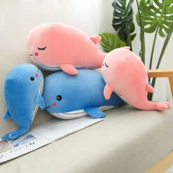 Cheerful Chonky Plumpy Pink Blue Whale -Kawaii Store kawaiies plushies plush softtoy cheerful chonky plumpy pink blue whale new soft toy 231234