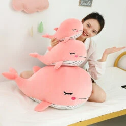 Cheerful Chonky Plumpy Pink Blue Whale -Kawaii Store kawaiies plushies plush softtoy cheerful chonky plumpy pink blue whale new soft toy pink 14in 35cm 493067