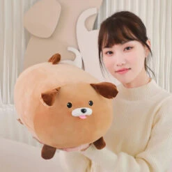 Cheerful White Brown Dog Plushies -Kawaii Store kawaiies plushies plush softtoy cheerful white brown dog plushies soft toy brown 14in 35cm 576499