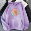 Apparel Chilling Capybara With Bubble Tea Unisex Hoodie -Kawaii Store kawaiies plushies plush softtoy chilling capybara with bubble tea unisex hoodie apparel light purple xs 449352
