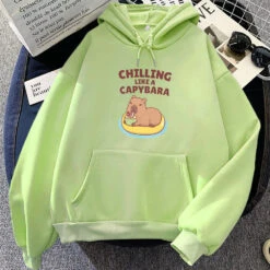 Apparel Chilling Like A Capybara Unisex Hoodie -Kawaii Store kawaiies plushies plush softtoy chilling like a capybara unisex hoodie apparel light green xs 108534