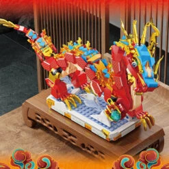 Chinese Lunar Red Blue-Tipped Dragon Building Blocks -Kawaii Store kawaiies plushies plush softtoy chinese lunar red blue tipped dragon building blocks build it 779204