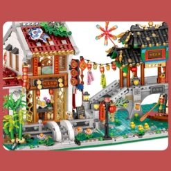 Chinese Street Lake Bridge Pavilion Teahouse Micro Building Set Collection -Kawaii Store kawaiies plushies plush softtoy chinese street lake bridge pavilion teahouse micro building set collection build it 204446