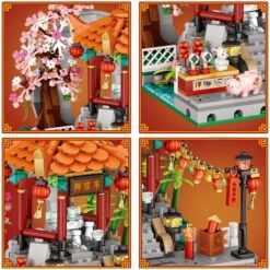 Chinese Street Lake Bridge Pavilion Teahouse Micro Building Set Collection -Kawaii Store kawaiies plushies plush softtoy chinese street lake bridge pavilion teahouse micro building set collection build it 219319